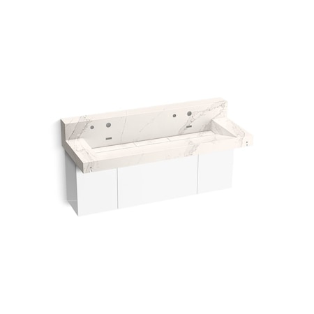 Kohler Constellation 60In Wall-Mount Trough Lavatory System With Backsplash In Et Cal Gold 81027-BPW-KEG